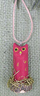 Pink Navajo folk art owl ornament