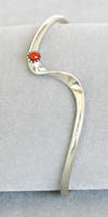a2148 Tsosie curved silver cuff bracelet with coral cabochon
