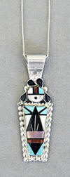 a2250 Edaakie inlaid sterling kachina pendant