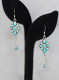 a2270 Silver and turquoise cluster dangle earrings