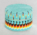 a2438 Turquoise/flame fully beaded wooden box