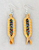 a2991 Leather/cut bead black/multi ear of corn dangle earrings