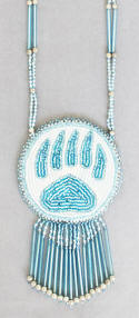 a3002 Chippewa sky blue/white bear track medallion necklace