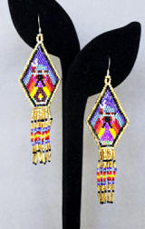 a3115 Morning Prayer hex bead earrings in gold fill/multi