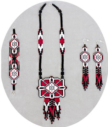 a3196 Trudeau beaded three-piece Red Heart set