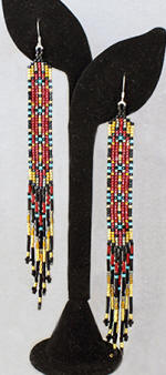 a3278 Gold/brick/turquoise/multi long earrings