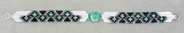 a3280 Trudeau white/multi bead and turquoise snakeskin clasp bracelet, flat view