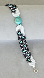 a3280 Trudeau white/multi bead and turquoise snakeskin clasp bracelet