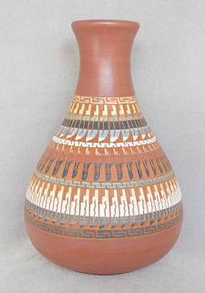 a3293 Tully red/multi etched vase
