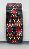 a3380 Black/multi Indigenous Hearts turtles bead cuff bracelet