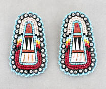 a3395 Henry blue/red/multi bead/inlay earrings