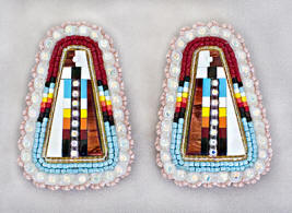 a3397 Henry extra-large pink/multi bead/inlay earrings