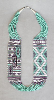 a3537 15-strand 2-panel turquoise/multi Chinle/Two Gray Hills rug necklace