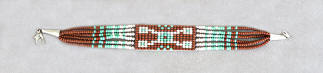 a3583 Red-brown/turquoise/multi Storm pattern rug clasp bead bracelet