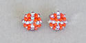 Orange/iridescent clear small bead stud earrings