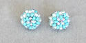 Turquoise/iridescent clear small bead stud earrings