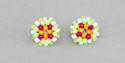 Spring green/flame small bead stud earrings