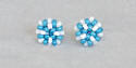 Turquoise/white small bead stud earrings