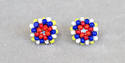 Royal/flame small bead stud earrings