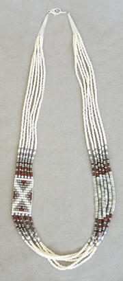 a3685 Pearl/gray/brown 6-strand bead rug necklace