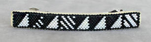 a3707 Black and white geometric patterns long beaded barrette