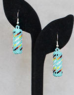 a3720 Turquoise/flame peyote stitch geometrics dangle bead earrings