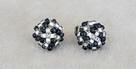 Black and clear silver lined bead stud earrings