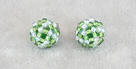 Iridescent whit and clear leaf green bead stud earrings