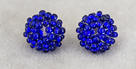 a3742 Clear royal blue small bead stud earrings