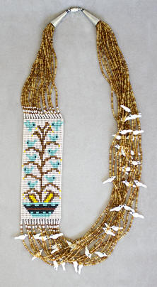 a3763 15-strand amber/multi tree of life rug necklace