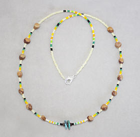 a3771 White/green/multi 1-strand necklace with turquoise