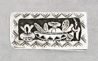 a639 Navajo silver overlay still life money clip