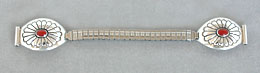 Silver and coral watchband
